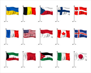Set of Flags world badge emblem