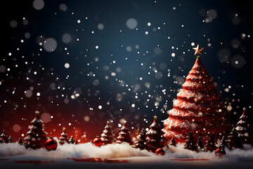 Naklejka premium christmas tree decorations, santa claus with gifts, snowman in the snow, christmas gift boxes 