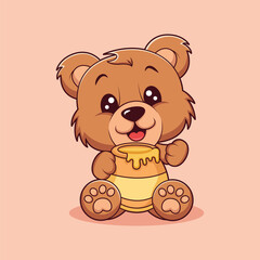 Cute Bear Character Design Illustration