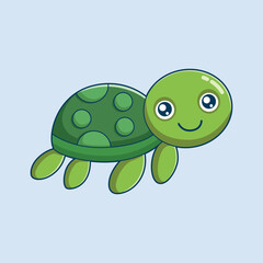 Cute Turtle Character Design Illustration