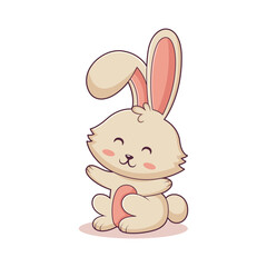 Cute Bunny Character Design Illustration