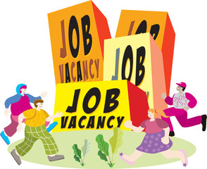 GROUP OF PEOPLE FIND JOB VACANCY