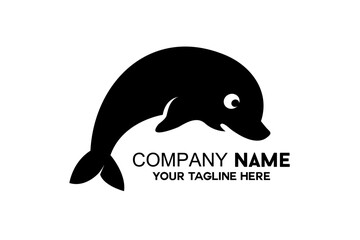 simple silhouette of jumping dolphins in black