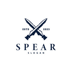 Spear Logo, Arrowhead Weapon Design Hunting Spear Simple Vintage Retro Rustic Minimalist Concept