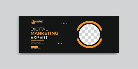 Naklejka premium digital marketing agency social media cover banner design. corporate business creative social media cover banner post template