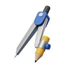 Compasses cricle measurement 3d icon education and architecture concept.