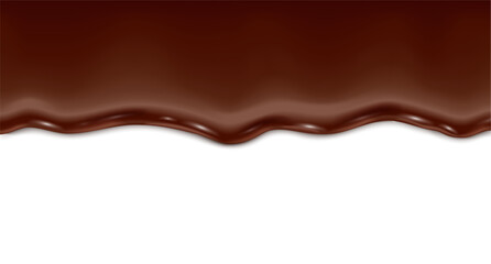 realistic vector icon illustration.  Choco syrop. Dripping melting chocolate. Isolated on white background.