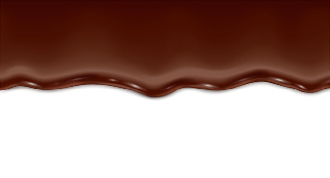realistic vector icon illustration.  Choco syrop. Dripping melting chocolate. Isolated on white background.