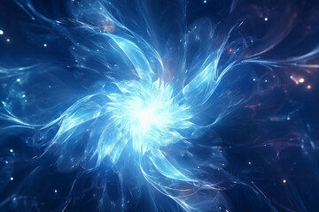 3D rendering abstract blue fractal light background