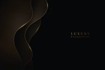 Fototapeten dynamic luxury vertical gold line wave vector black abstract background ​ © Prasetyo