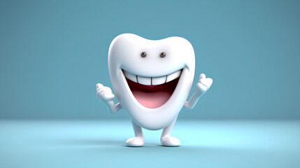 3d-visualized illustration of a snow-white tooth with a smile.