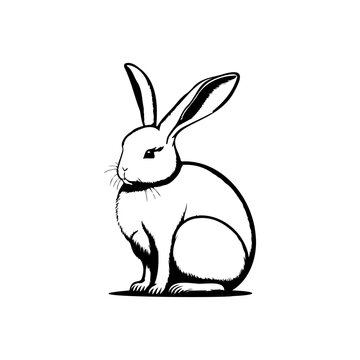 Rabbit Icon hand draw black colour easter monday logo symbol perfect.