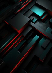 3D black red blue rough grunge technology abstract background