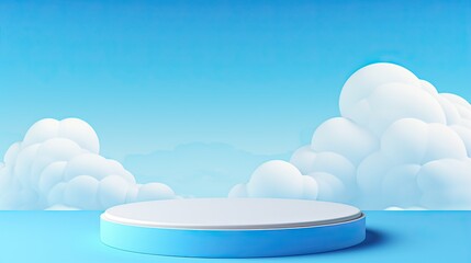 3D Cloud Summer Background Product Display Podium