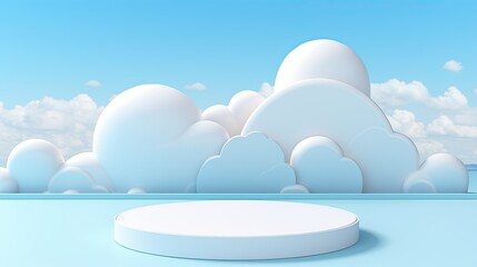 3D Cloud Summer Background Product Display Podium