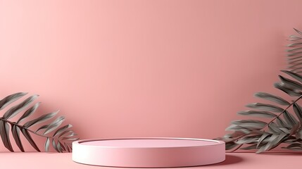 podium pedestal with pastel pink background