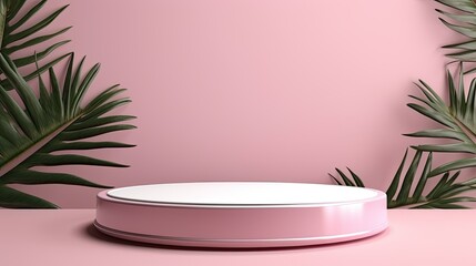 podium pedestal with pastel pink background