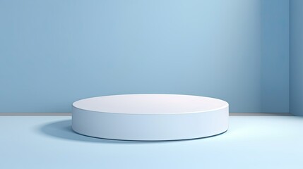 3D white cylinder pedestal in soft blue empty space