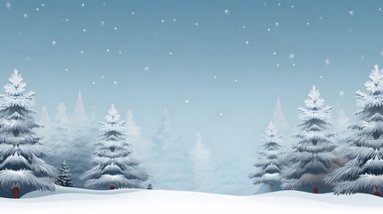 Fototapeta na wymiar Christmas celebrate festive banner template Tranquil Christmas scene pine tree snow in forest with blank space for your message
