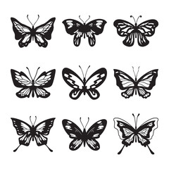 Set of butterfly vector
