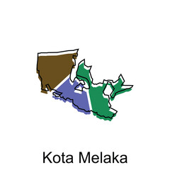 Map City of Kota Melaka vector design template, Infographic vector map illustration on a white background.