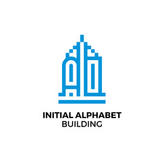 Initial letter AQ alphabet building logo