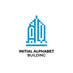 Initial letter AW alphabet building logo