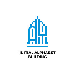 Initial letter AY alphabet building logo