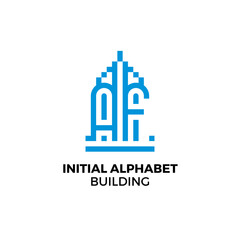 Fototapeta premium Initial letter AF alphabet building logo