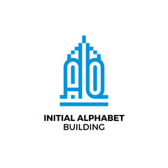 Initial letter AO alphabet building logo