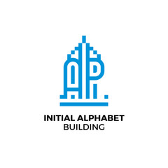 Initial letter AP alphabet building logo