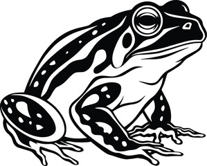 Frog Standing Mascot Logo Monochrome Design Style