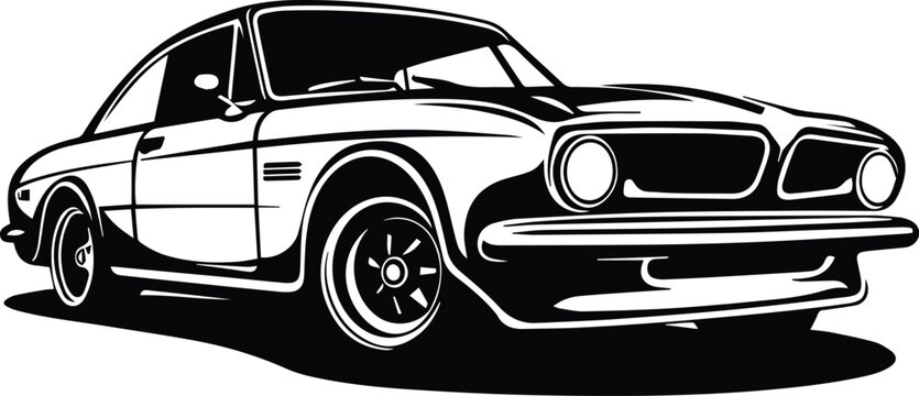 High Speed Retro Racing Car Logo Monochrome Design Style