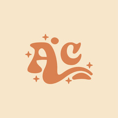 letter AC Elegant wedding alphabet. Typography luxury classic lettering serif fonts decorative logo vintage retro concept.