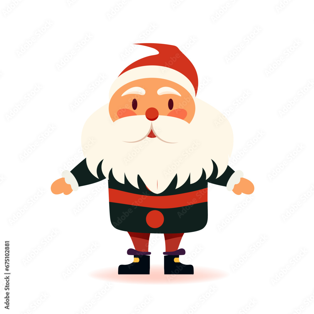 Wall mural santa claus in red costume and hat christmas eve holiday happy new year celebration template full length vector illustration