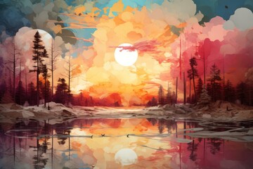 Obraz na płótnie Canvas Winter Sunsets and Sunrises - Generative AI