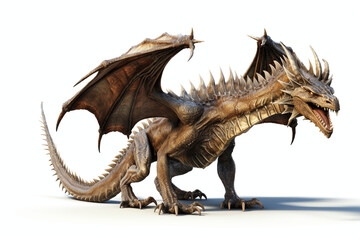 Fototapeta premium 3D rendering of a fantasy dragon whelp isolated on white background