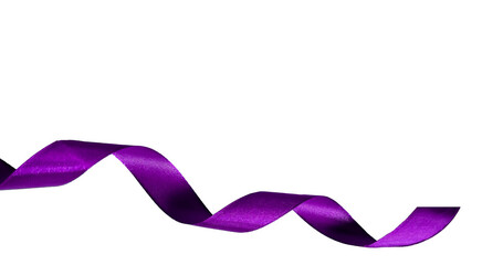shiny purple ribbon isolated on transparent and white background