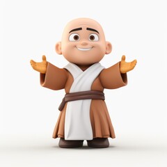 Monk cartoon character isolated in white background
