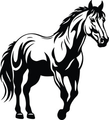 Obraz na płótnie Canvas White Horse Logo Monochrome Design Style