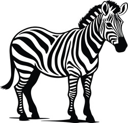 Zebra standing Logo Monochrome Design Style