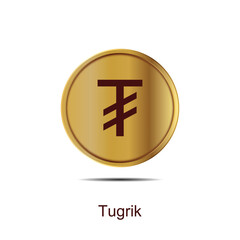 Obraz premium Tugrik coin icon round gold