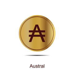 austral symbol coin icon gold