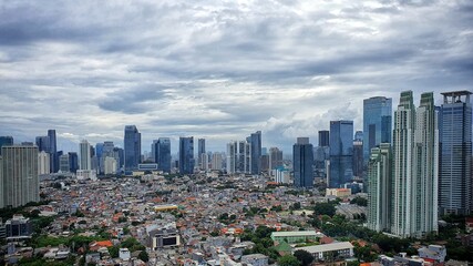 Fototapeta na wymiar Jakarta, Indonesia – February 14, 2023: A view cityscape of Indonesia capital city Jakarta