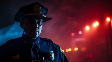 policeman at night.