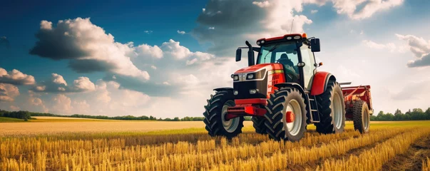 Kissenbezug Farm equipment, tractor standing in the field. generative ai © Michal