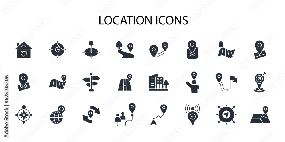 Poster location icon set.vector.editable stroke.linear style sign for use web design,logo.symbol illustrati