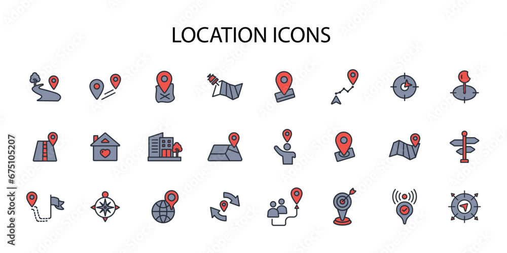 Poster location icon set.vector.editable stroke.linear style sign for use web design,logo.symbol illustrati