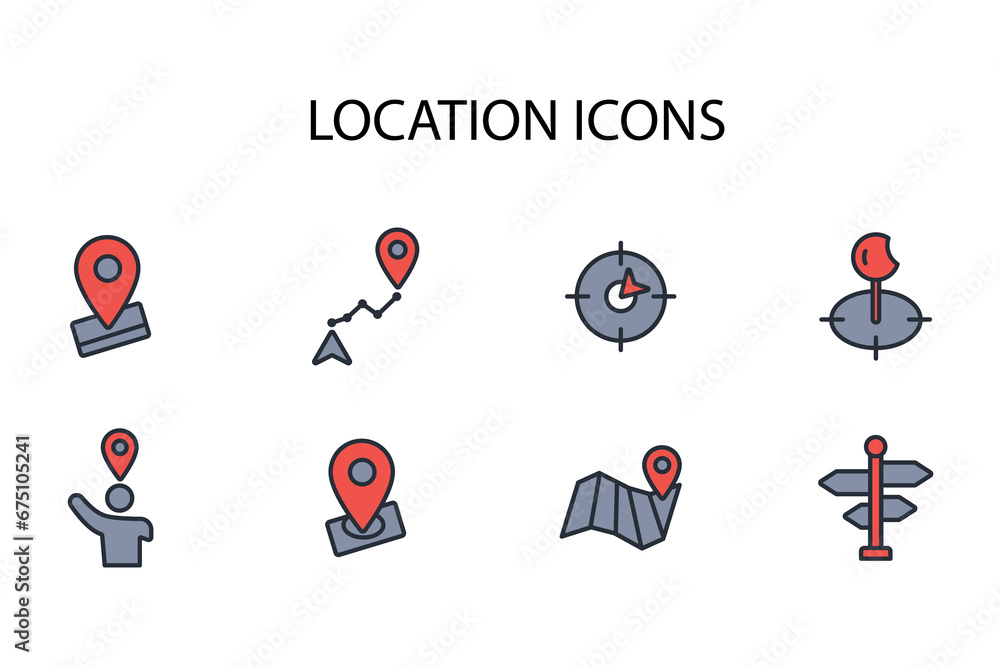 Poster location icon set.vector.editable stroke.linear style sign for use web design,logo.symbol illustrati