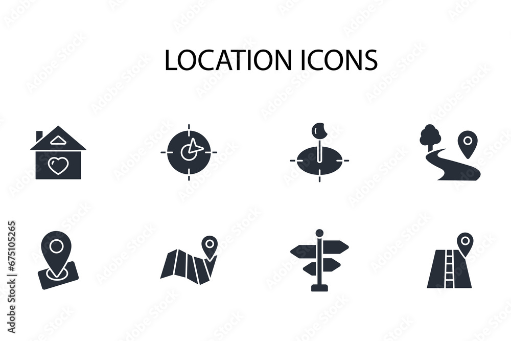 Poster location icon set.vector.editable stroke.linear style sign for use web design,logo.symbol illustrati